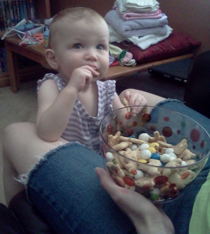 Baby eating snacks