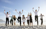 Professionals Jumping on Beach - Small